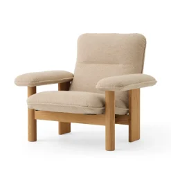 Fauteuil Brasilia, Oiled oak-Bouclé 02 beige