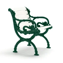 Fauteuil Byarum, Pin laqué blanc, support vert