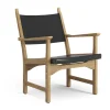 Fauteuil Caryngo, Chêne huilé-cuir noir