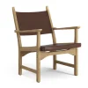 Fauteuil Caryngo, Chêne huilé-cuir brun rouge