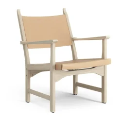 Fauteuil Caryngo, Chêne pigmenté blanc-cuir nature
