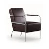 Fauteuil Cinema, Elmo Nordic cuir marron foncé - base en chrome
