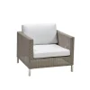 Fauteuil Connect weave, Taupe, ensemble de coussins Cane-Line Natté White