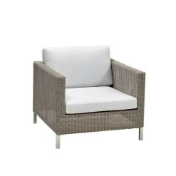 Fauteuil Connect weave, Taupe, ensemble de coussins Cane-Line Natté White