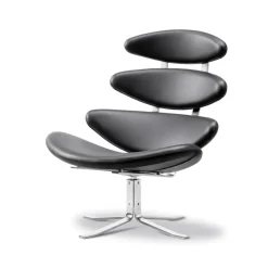 Fauteuil Corona, Cuir omni 301-piètement chrome