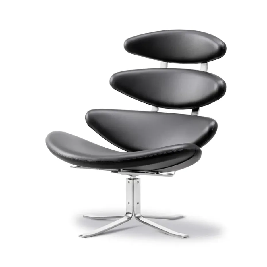 Fauteuil Corona, Cuir omni 301-piètement chrome