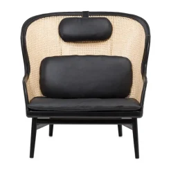 Fauteuil Dandy, Hêtre-sv paris-tärnsjö cuir noir