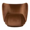 Fauteuil de salon Rico, Devoré velvet-Rust