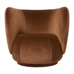 Fauteuil de salon Rico, Devoré velvet-Rust