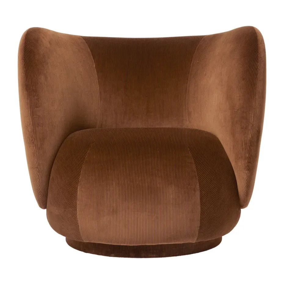 Fauteuil de salon Rico, Devoré velvet-Rust