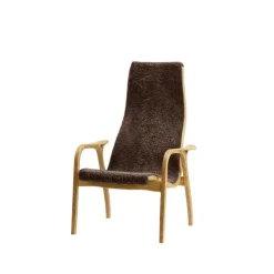 Fauteuil enfant Lamini, peau de mouton espresso, chêne huilé