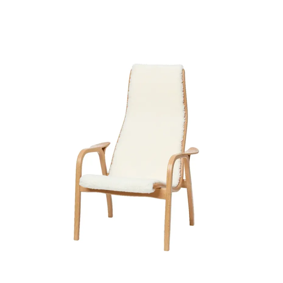 Fauteuil enfant Lamini, peau de mouton offwhite, chêne huilé