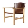 Fauteuil Ferdinand, Chêne non traité - cuir Tärnsjö marron foncé