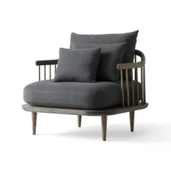 Fauteuil Fly SC1, chêne huilé fumé + tissu gris