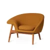 Fauteuil Fried Egg, tissu canvas 424 dark ochre, pieds en teck huilé