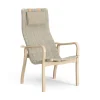 Fauteuil haut avec coussin de cou Primo hêtre laqué, Nature