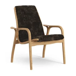 Fauteuil Laminett chêne huilé/peau de mouton, Espresso (marron)