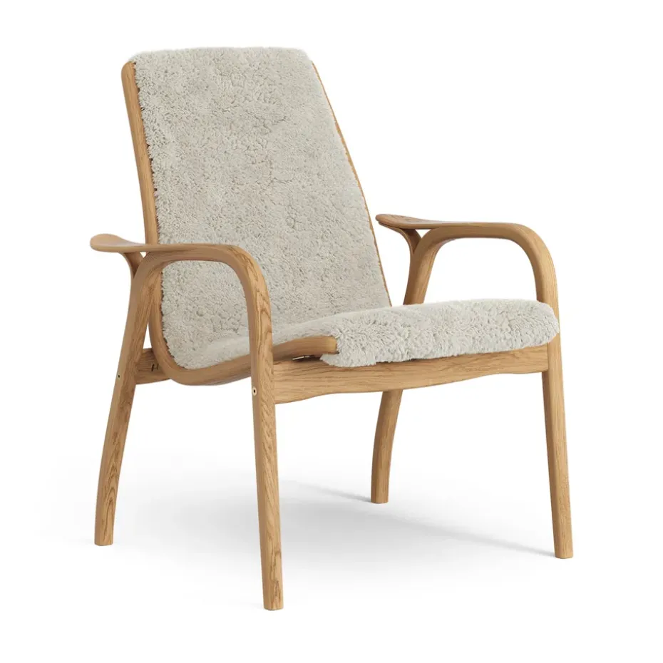 Fauteuil Laminett chêne huilé/peau de mouton, Moonlight (beige)