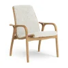 Fauteuil Laminett chêne huilé/peau de mouton, Offwhite (blanc)