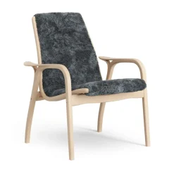 Fauteuil Laminett hêtre laqué/peau de mouton, Charcoal (gris foncé)
