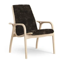 Fauteuil Laminett hêtre laqué/peau de mouton, Espresso (marron)