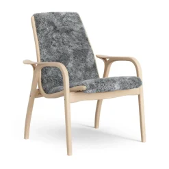 Fauteuil Laminett hêtre laqué/peau de mouton, Scandinavian Grey (gris)