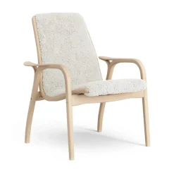 Fauteuil Laminett hêtre laqué/peau de mouton, Offwhite (blanc)