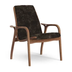 Fauteuil Laminett noyer huilé/peau de mouton, Espresso (marron)