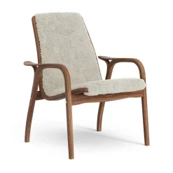 Fauteuil Laminett noyer huilé/peau de mouton, Moonlight (beige)