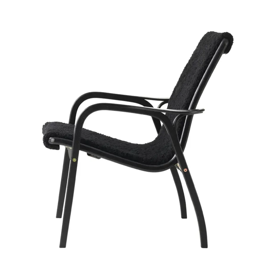 Fauteuil Laminett, Peau de mouton black-hêtre lasuré noir