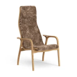 Fauteuil Lamino chêne huilé/peau de mouton, Sahara (marron nougat)