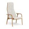 Fauteuil Lamino chêne huilé/peau de mouton, Offwhite (blanc)
