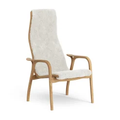 Fauteuil Lamino chêne huilé/peau de mouton, Offwhite (blanc)