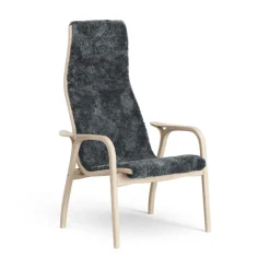 Fauteuil Lamino chêne pigmenté blanc/peau de mouton, Charcoal (gris foncé)