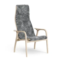 Fauteuil Lamino chêne pigmenté blanc/peau de mouton, Scandinavian Grey (gris)