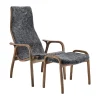 Fauteuil Lamino et repose-pieds en chêne/peau de mouton Special Edition, Rubio Monocoat Chocolate-Charcoal