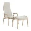 Fauteuil Lamino et repose-pieds pigmenté blanc/peau de mouton, Off white (blanc)
