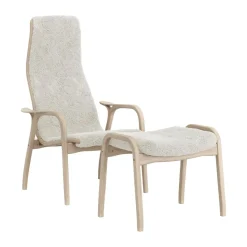 Fauteuil Lamino et repose-pieds pigmenté blanc/peau de mouton, Off white (blanc)