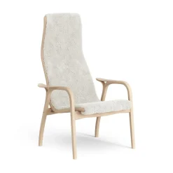 Fauteuil Lamino hêtre laqué/peau de mouton, Offwhite (blanc)
