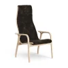 Fauteuil Lamino hêtre laqué/peau de mouton, Espresso (marron)