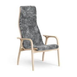Fauteuil Lamino hêtre laqué/peau de mouton, Scandinavian Grey (gris)