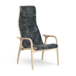 Fauteuil Lamino hêtre laqué/peau de mouton, Charcoal (gris foncé)