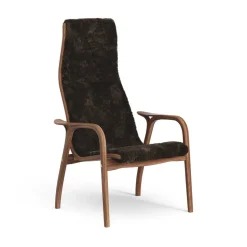 Fauteuil Lamino noyer huilé/peau de mouton, Espresso (marron)