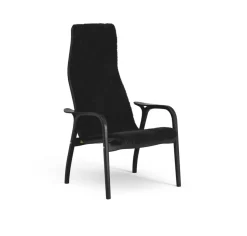 Fauteuil Lamino, Peau de mouton black-hêtre lasuré noir
