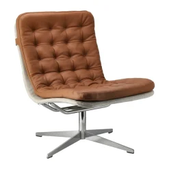 Fauteuil Loholm avec fonction pivotante, Cognac cuir huilé-Bern Beige 0341