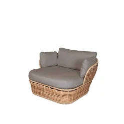 Fauteuil lounge Basket, Natural, incl. coussins taupe