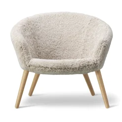 Fauteuil lounge Ditzel peau de mouton, Moonlight-chêne