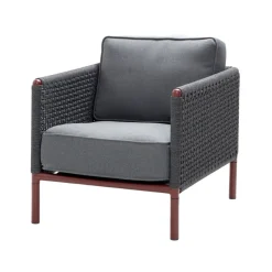 Fauteuil lounge Encore, Cane-Line airtouch bordeaux/Dark grey, incl. coussins