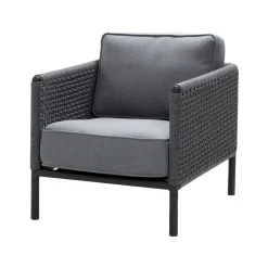 Fauteuil lounge Encore, Cane-Line airtouch lava grey/dark grey, incl. coussins