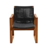 Fauteuil lounge Endless, Dark grey, support en teck